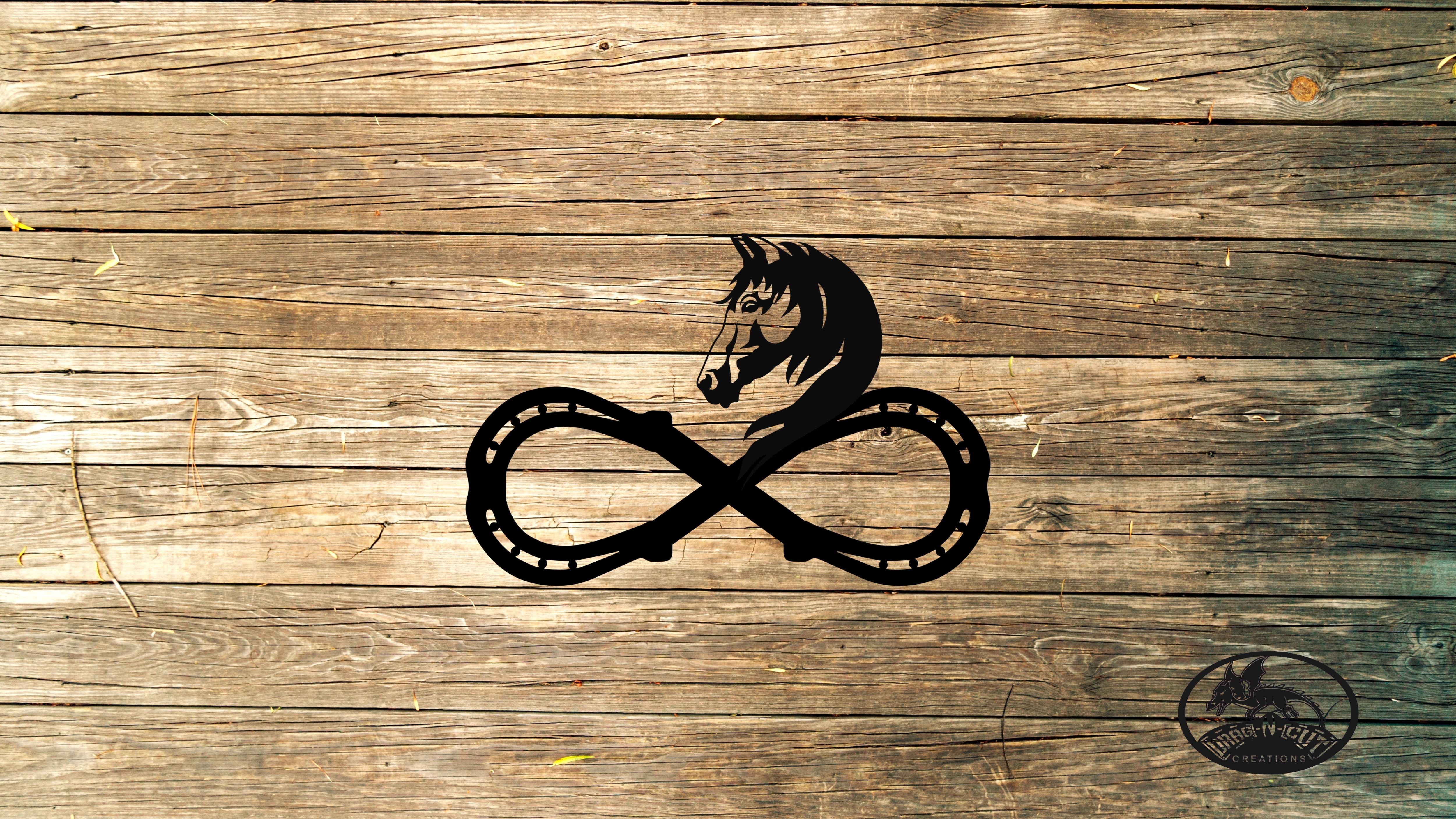 Metal Wall Art Sign Horseshoe infinity with horse head