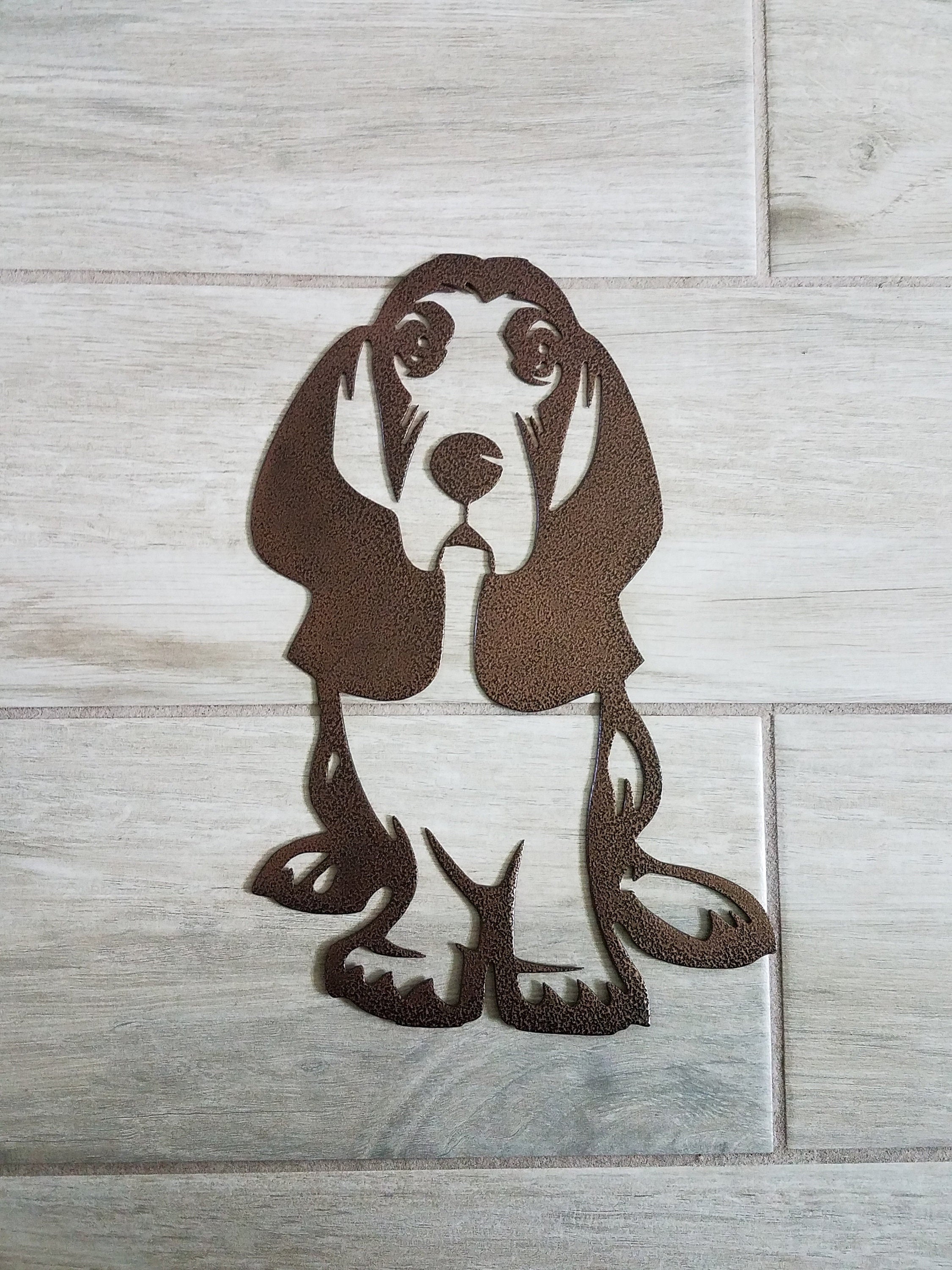 Basset hound dog metal wall art home décor steel sign memorial pet loss personalized custom